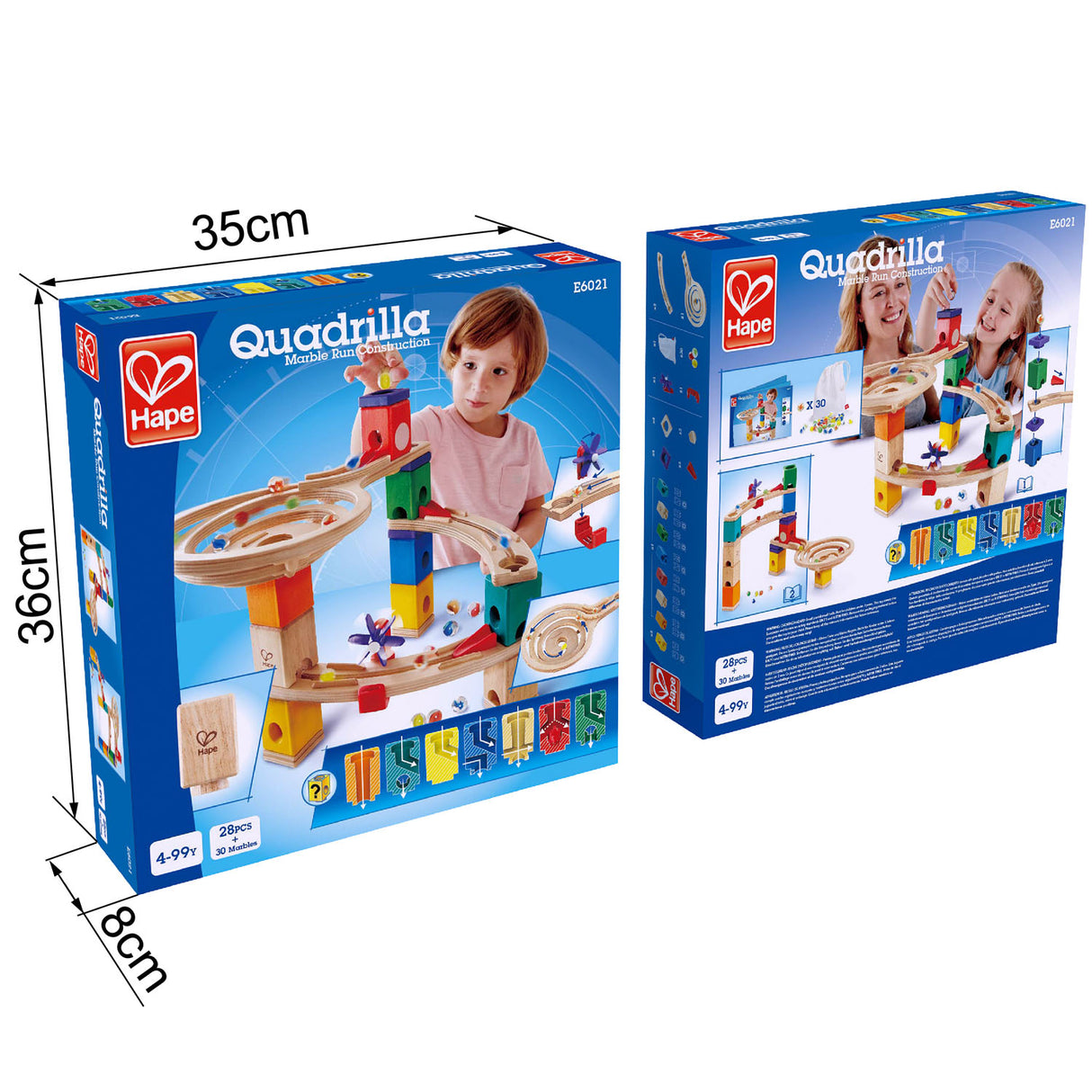 Colorful Hape marble run set for ages 4+, promoting creativity, STEM learning, and fine motor skills through exciting track designs.