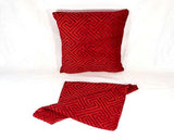 Inca Red cushion cover made from premium thick fabric, featuring a convenient zip for easy washing and measuring 44cm x 44cm.