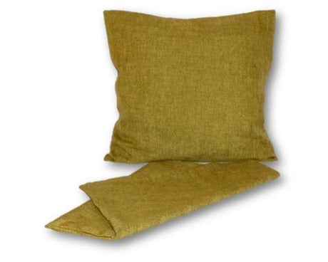 Moss green linen look cushion cover, 44cm, features a zip for easy cleaning, adds style and comfort to any room.