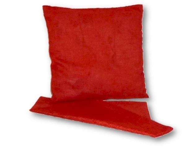 Cushion cover in vibrant tangerine with linen look, durable fabric, easy zip access, 44cm x 44cm size, perfect for stylish decor.