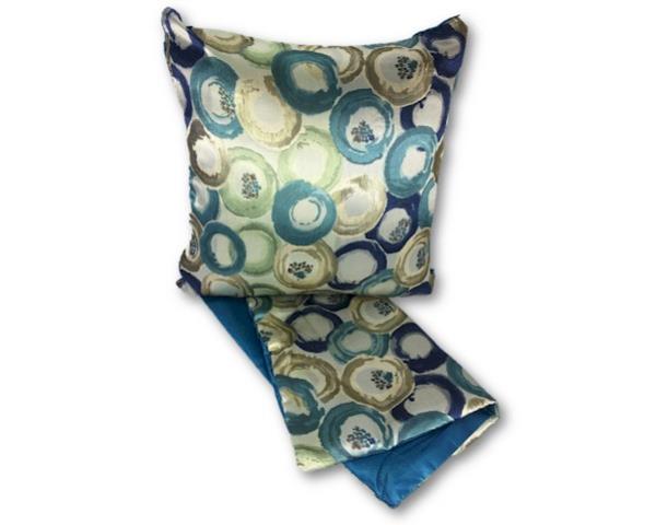 Decorative Cushion Cover Circles Blue with vibrant circular patterns, crafted from thick fabric, measuring 44cm x 44cm.