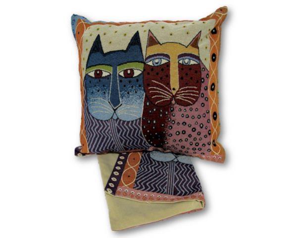 Whimsical cat-themed cushion cover in premium fabric, perfect for adding charm to living spaces, 44cm x 44cm, easy to clean.