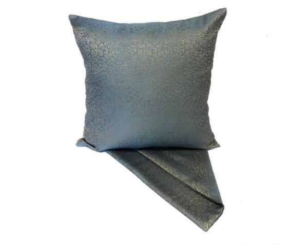 Light blue floral cushion cover made from thick fabric, featuring an easy-access zip and perfect for stylish home decor.