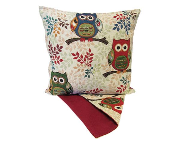 Whimsical owl design cushion cover made of thick fabric, ideal for adding charm and style to your living space.