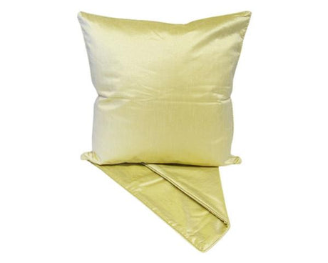 Luxurious satin look gold cushion cover, 44cm x 44cm, featuring a premium fabric and easy access zip for effortless cleaning.