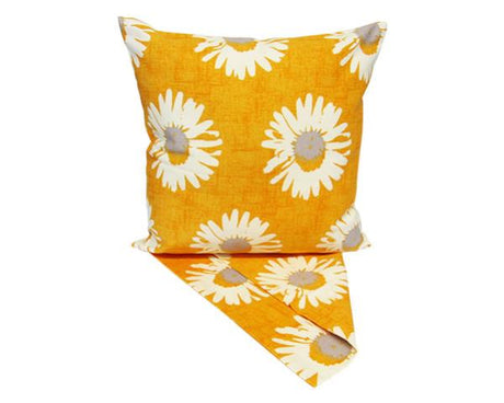 Bright Daisies Marigold cushion cover in thick fabric, ideal for adding color to living spaces, measuring 44cm x 44cm.
