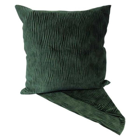 Elegant green textured wave cushion cover, 44cm x 44cm, crafted from durable polyester with easy-access zip closure.