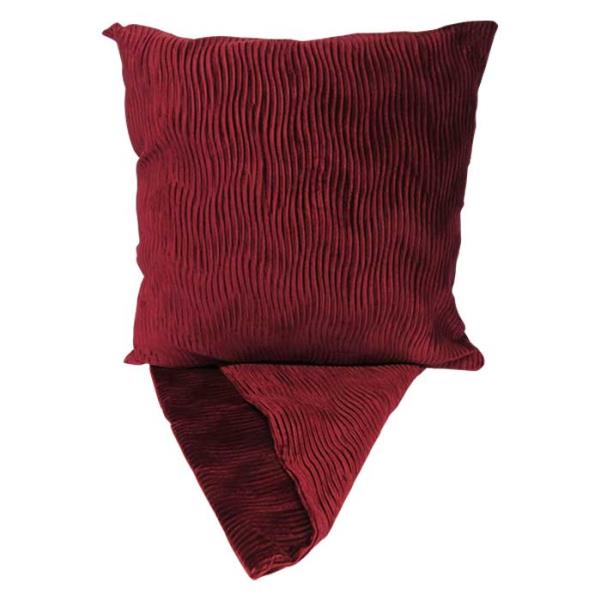 Textured wave red cushion cover, 44cm x 44cm, adds vibrant color and style to sofas and beds with easy-care features.