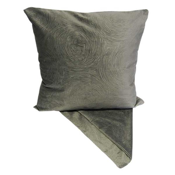 Elegant silver cushion cover with intricate swirl pattern, perfect for adding sophistication to any space.