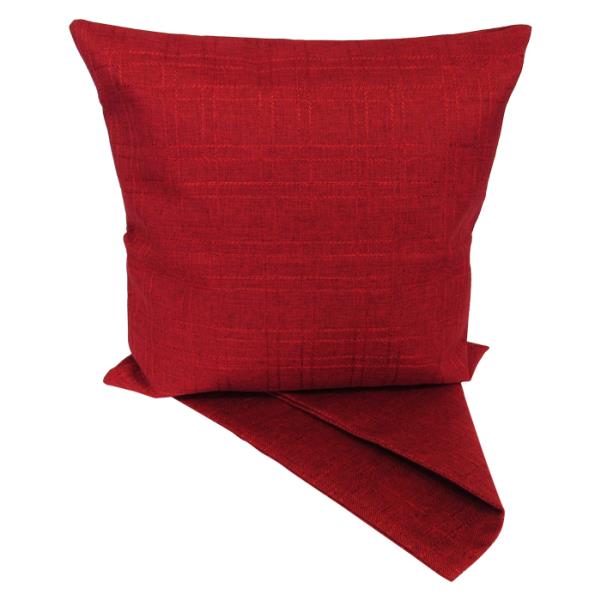 Textured red cushion cover with easy-access zip, perfect for brightening up any living space. Size 44cm x 44cm.