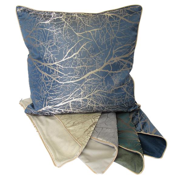 Luxurious set of 4 silver cushion covers with durable fabric, easy-access zip, 44cm x 44cm, perfect for any decor.