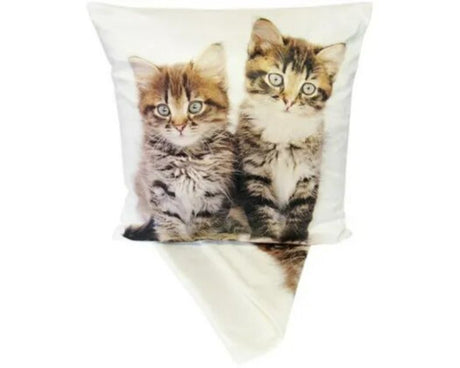 Plush cushion cover featuring playful kittens, perfect for adding charm and comfort to your home decor.