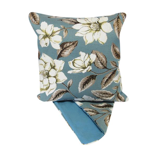 Cushion cover featuring white roses on a blue background, perfect for adding elegance and comfort to any room.
