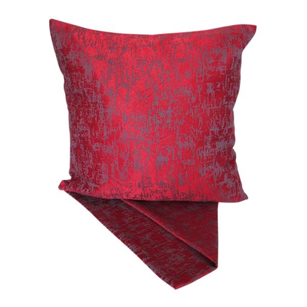 Embroidered Mist Red Cushion Cover, 44cm, thick fabric, elegant design with zip for easy washing, adds color and sophistication.