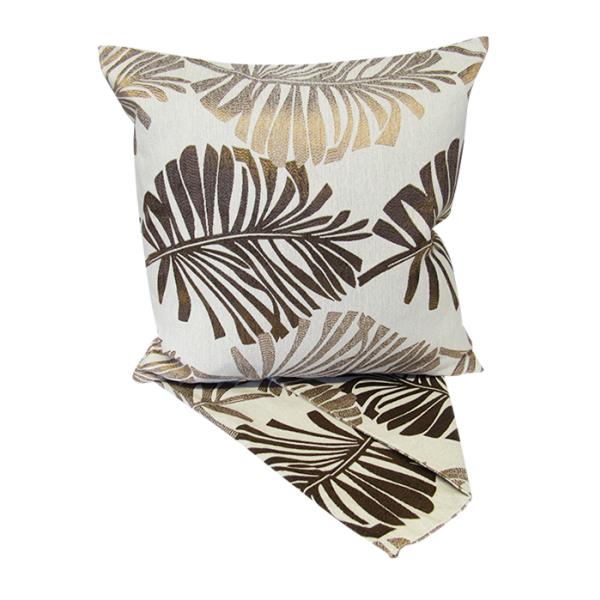 Cushion cover featuring a lush palm pattern on a copper backdrop, perfect for adding elegance to any room.