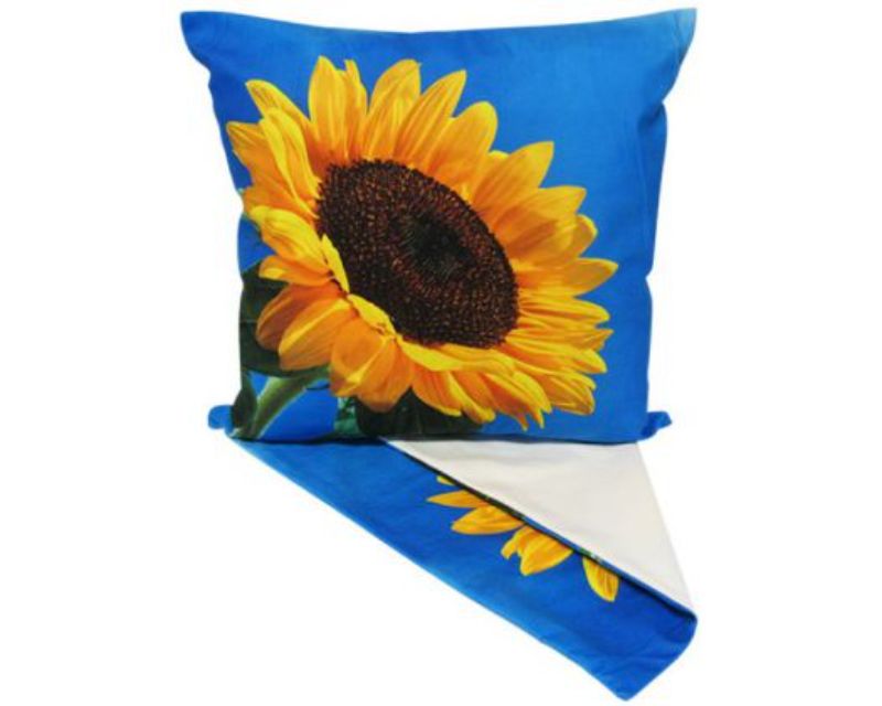 Vibrant sunflower cushion cover, 44cm x 44cm, ideal for enhancing home decor with a touch of summer charm.