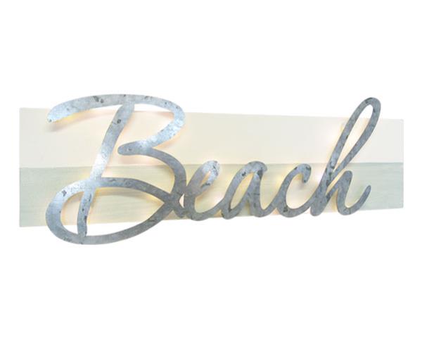 Large Beach LED sign with vibrant aluminum lettering, perfect for coastal decor and creating a warm ambiance.