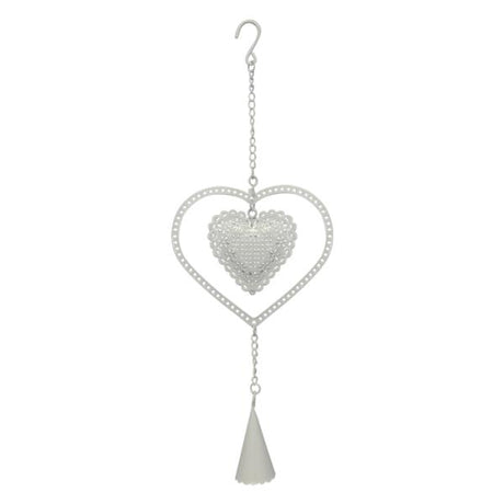 Country Chic Heart Hanger Bell, rustic heart design with a jingle bell, perfect for adding charm to any room.