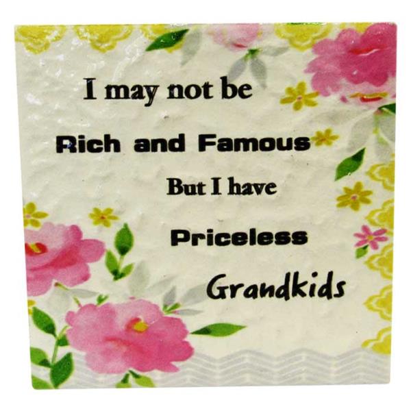 Ceramic message tile for grandparents featuring a heartwarming design, perfect for home decor and cherished memories.