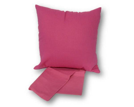 Essentials Cushion Cover in pink, made from thick fabric, featuring a zip for easy cleaning, perfect for stylish home decor.