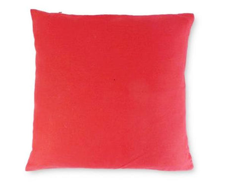 Vibrant red cushion cover made from premium thick fabric, featuring a zip closure for easy cleaning, perfect for home decor.