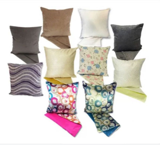 Set of 10 assorted 44cm cushion covers featuring vibrant colors and patterns for stylish home decor.