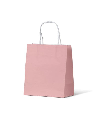 Dusty pink small paper bags from the Earth Collection, eco-friendly and stylish for gifts and retail packaging.