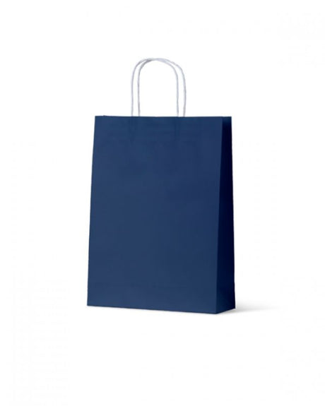 Navy medium paper bags from the Earth Collection, eco-friendly with stylish design, perfect for retail and events.