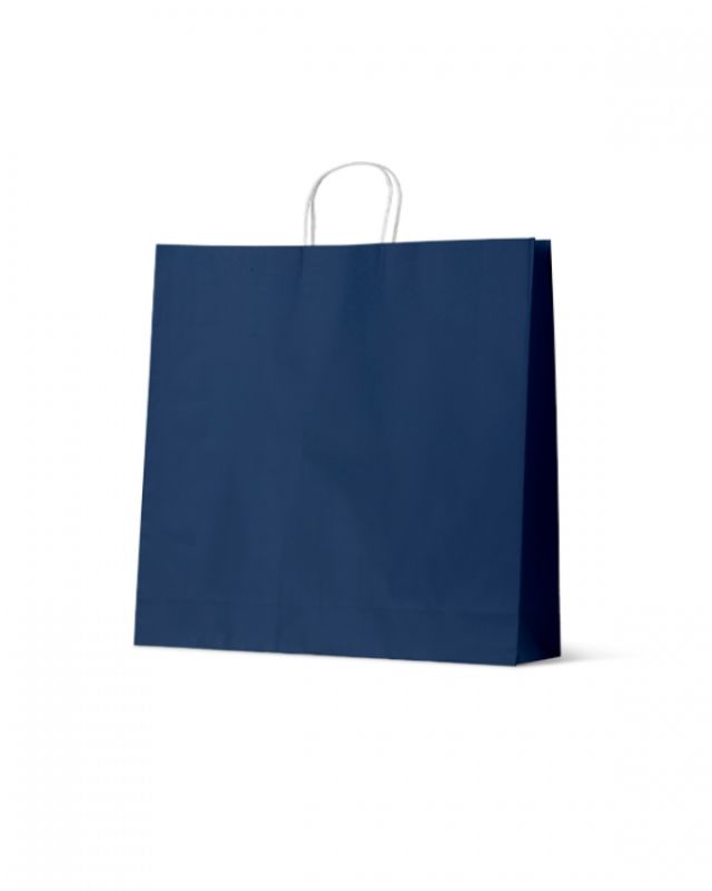 Extra large navy paper bags from Earth Collection, 100% recyclable, stylish, eco-friendly, and perfect for retail use.