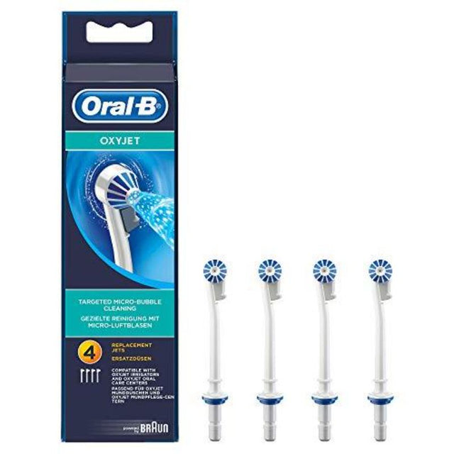 Premium Oxyjet nozzles for Oral-B, featuring micro-bubble technology for effective plaque removal and improved gum health.