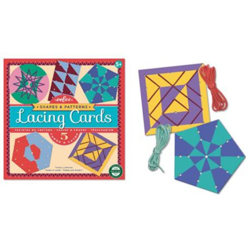 Colorful lacing cards set with 5 durable designs and bright soft laces, perfect for enhancing creativity and fine motor skills.