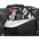 Compact tech organizer for mobile devices, cables, and chargers; fits easily in bags for on-the-go convenience.