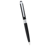 Elegant Dual Ballpoint Stylus Pen by Elleven in high-gloss brass with rubberized stylus, perfect for writing and touchscreen use.