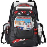 Padded Vapor Laptop Bag Backpack with TSA-friendly compartment, multiple pockets, and ergonomic design for comfort.