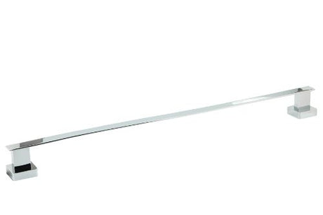 Sleek chrome-plated 600mm towel rail made of solid brass, enhancing bathroom decor with elegance and durability.