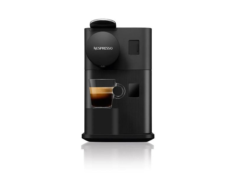 Sleek black Lattissima One Evo coffee machine with milk system for barista-quality drinks and quick brewing.