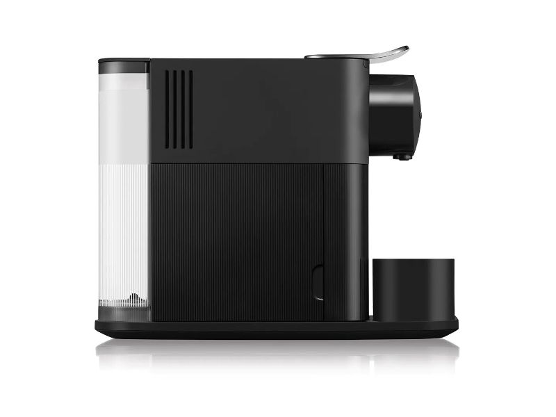 Sleek black single-serve coffee machine with patented milk system, 19 bar pump, and easy soft touch interface for quick brews.