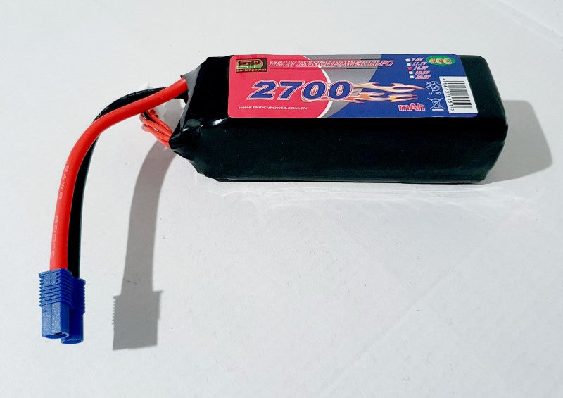Li-Po 14.8V 2700mAh 40C EC3 battery for RC applications, offering high power, lightweight design, and secure EC3 connection.
