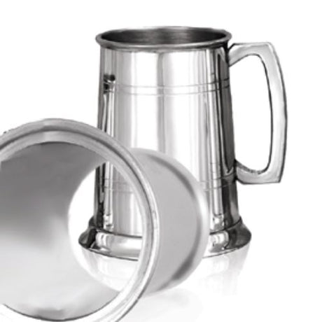 Elegant pewter beer mug with a stylish glass base, perfect for special occasions and everyday use.