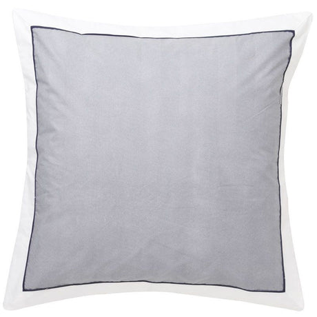 European Pillowcase in navy with herringbone pattern, white border, and black piping for a sophisticated bedroom touch.