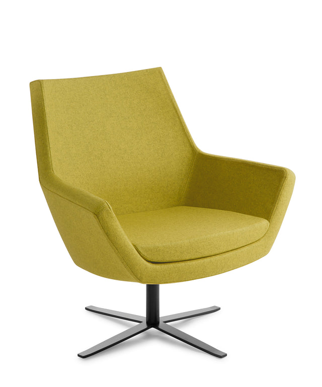 Eton Mid Back armchair in Blazer Dunhurst with stylish flat swivel base, offering comfort and elegance for contemporary spaces.