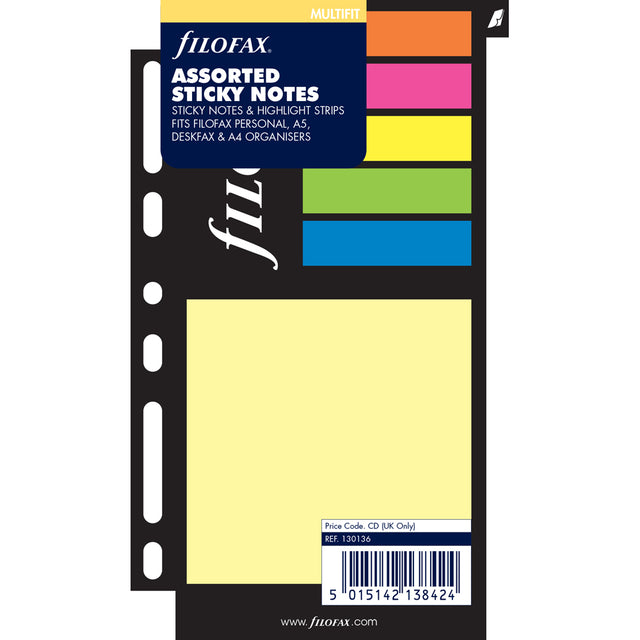 Filofax Personal Assorted Sticky Notes Refill in vibrant colors and various sizes for effective organization and productivity.