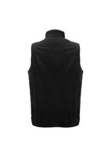 Men's black micro fleece vest in XL, featuring zippered pockets and full-length zipper, perfect for warmth and style.