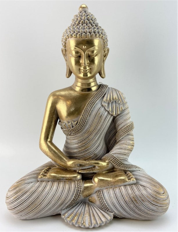 Gold Meditating Buddha Statue (24.5cm) exuding tranquility, elegance, and mindfulness for home or office decor.