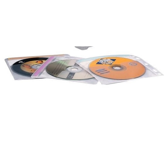 Kensington CD/DVD Sleeves Pack of 50, featuring durable, protective sleeves with index tabs for organized media storage.