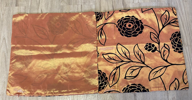 Set of 6 Floral Gold Cushion Covers in luxurious satinee fabric with vibrant patterns, perfect for home decor transformation.