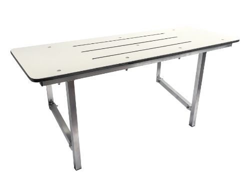 Wall-mounted shower seat in brushed stainless steel, 900 x 450 mm, supports up to 500kg for safe and stylish showering.