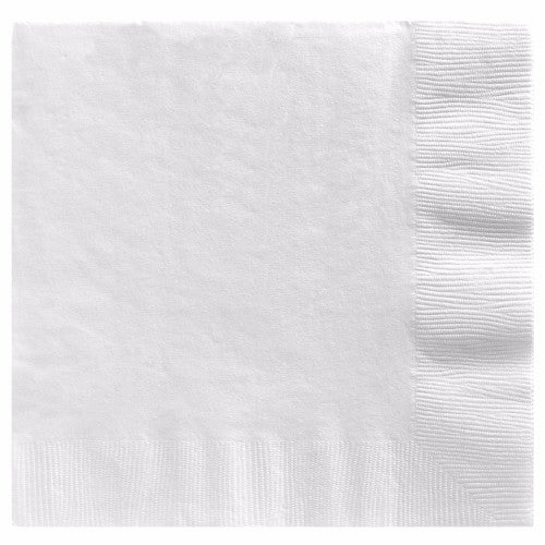 Elegant frosty white 2-ply beverage napkins, 25cm x 25cm, pack of 20, perfect for stylish entertaining and managing spills.