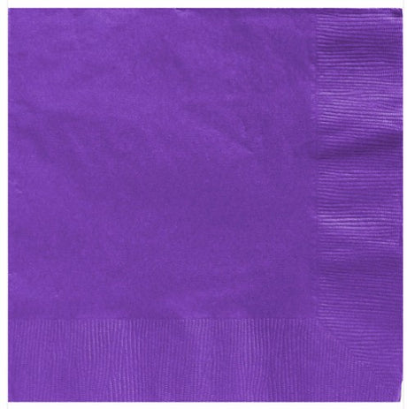 Vibrant purple 2-ply beverage napkins, 25cm x 25cm, great for parties and everyday use, pack of 20.