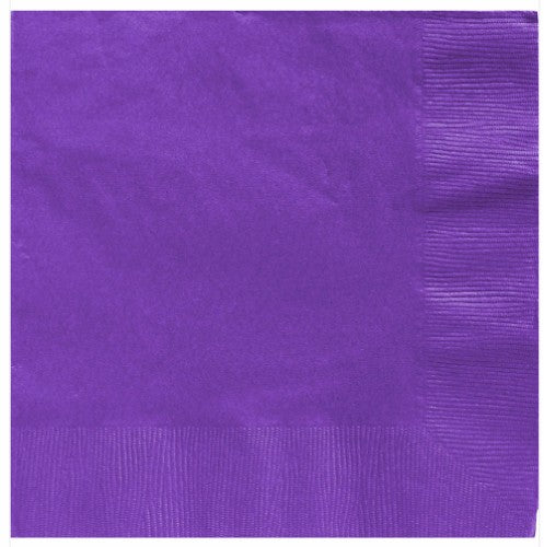 Vibrant purple 2-ply beverage napkins, 25cm x 25cm, great for parties and everyday use, pack of 20.